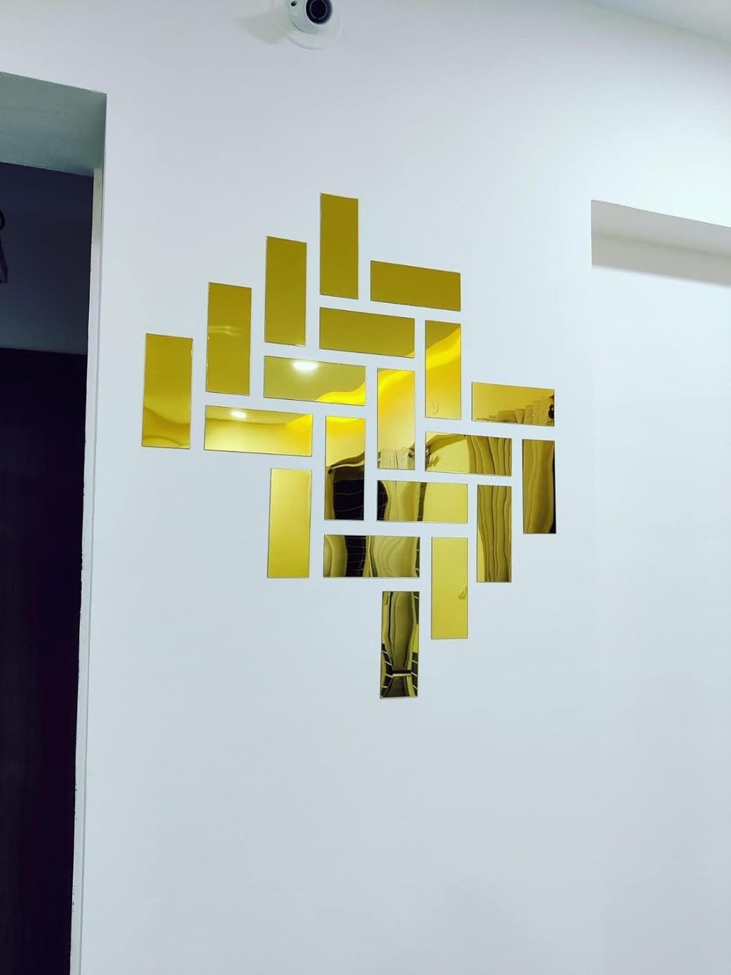 golden acrylic rectangle mirror stickers up