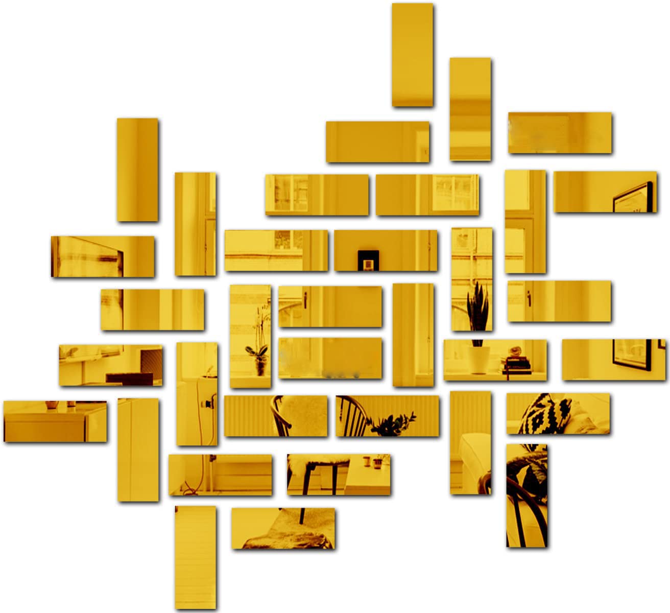 golden acrylic rectangle mirror stickers