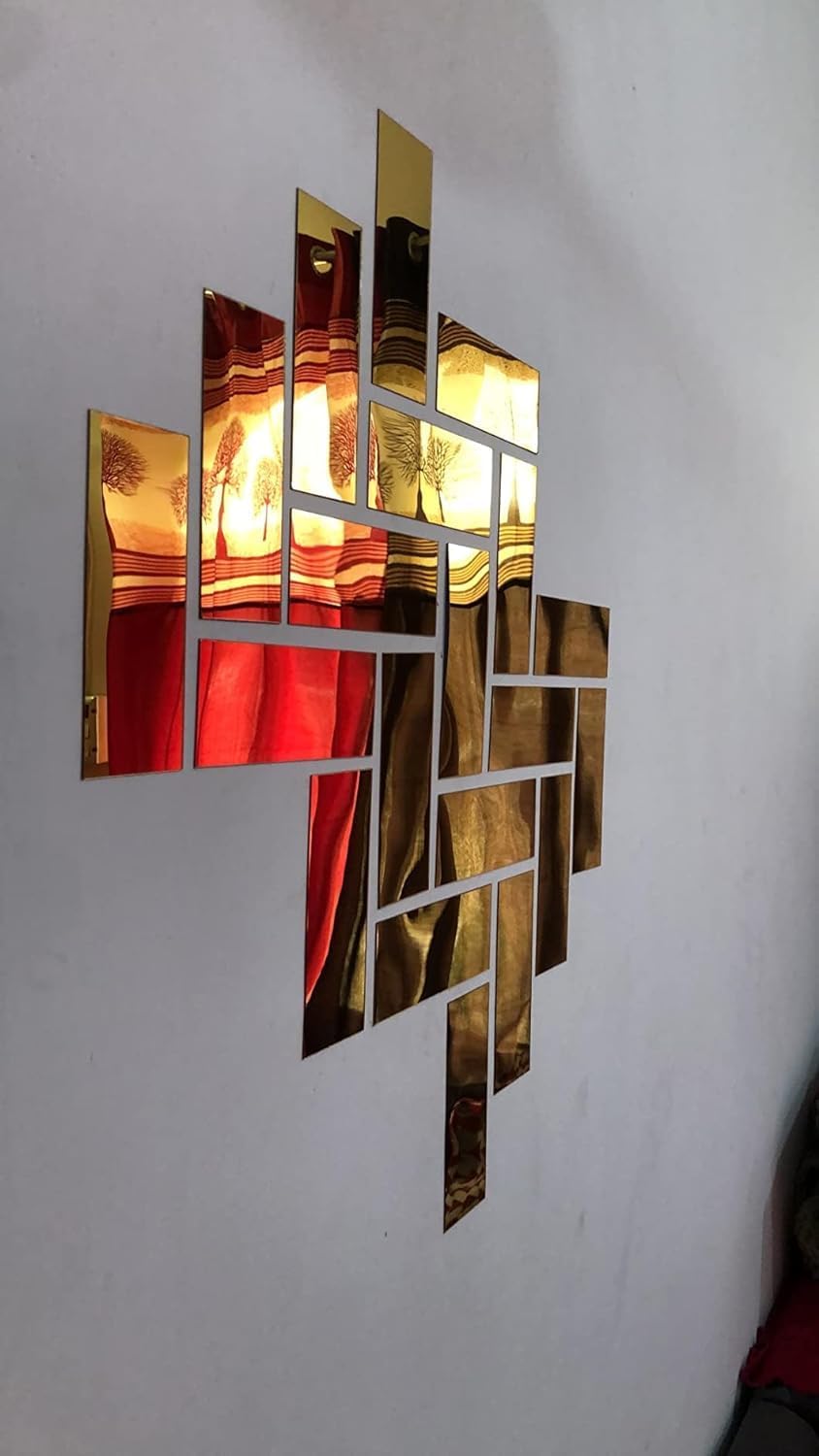 golden acrylic rectangle mirror stickers up